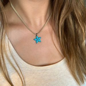 Turquoise y2k star leather necklace